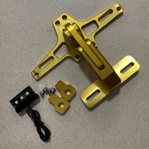 Mtsooning Motorcycle Turn Signal Light Bracket CNC Aluminum Adjustable with LED Light License Number Plate Holder Frame