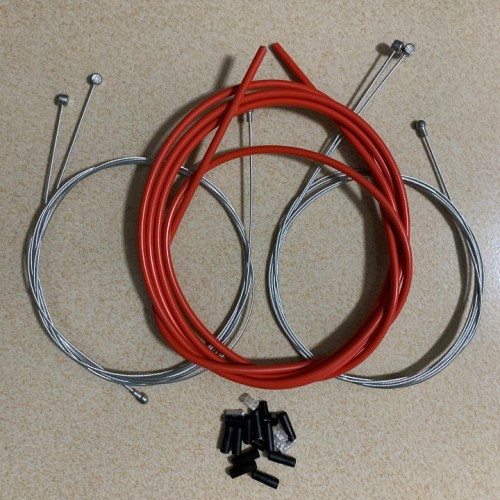 Mtsooning Universal Bike Inner Brake Lines Cable Housing Kit with Bike Cable Ends for Mountain Bike and Road Bike (Red)